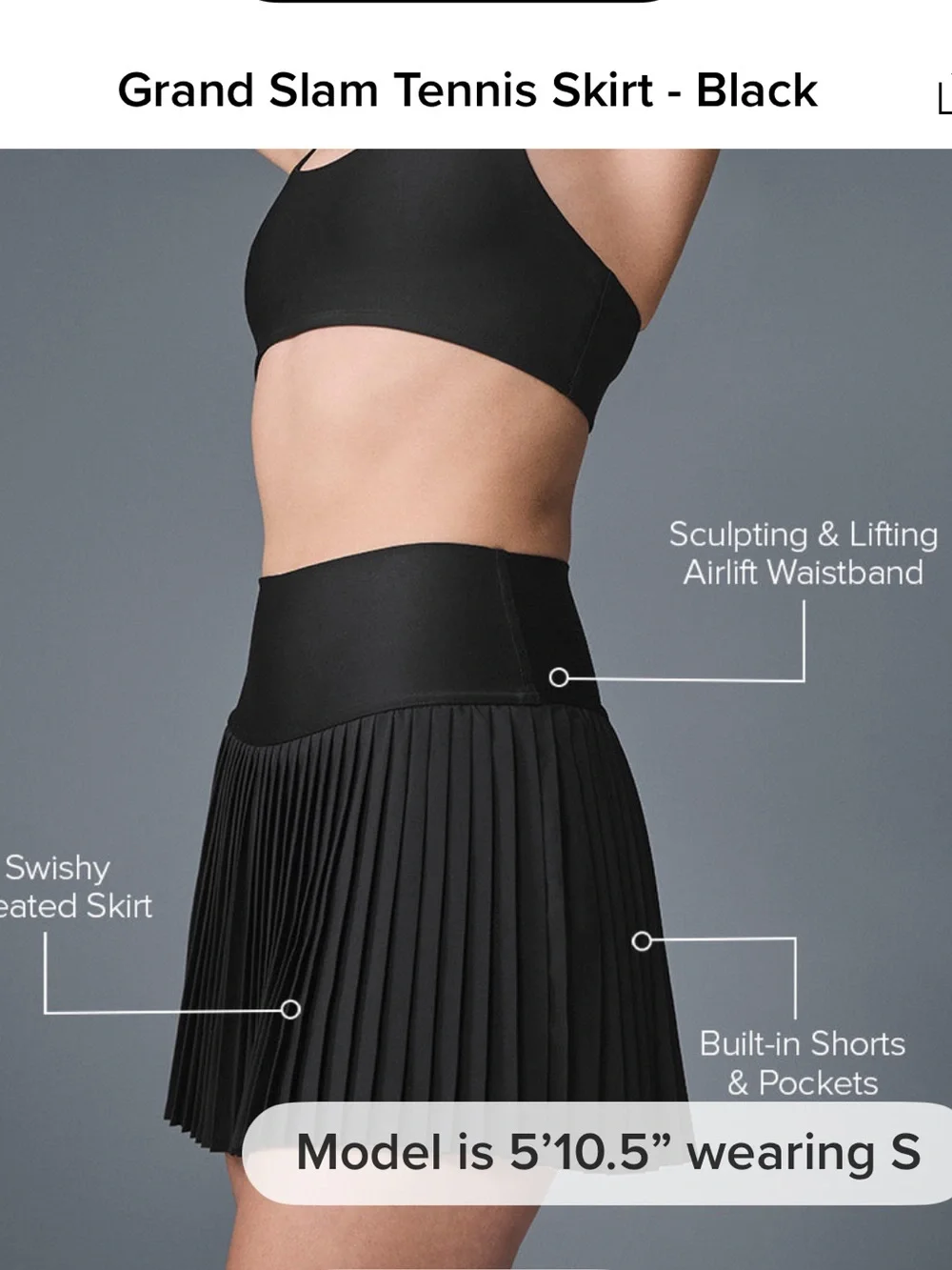 ALO Yoga Black Pleated Mini Skirt